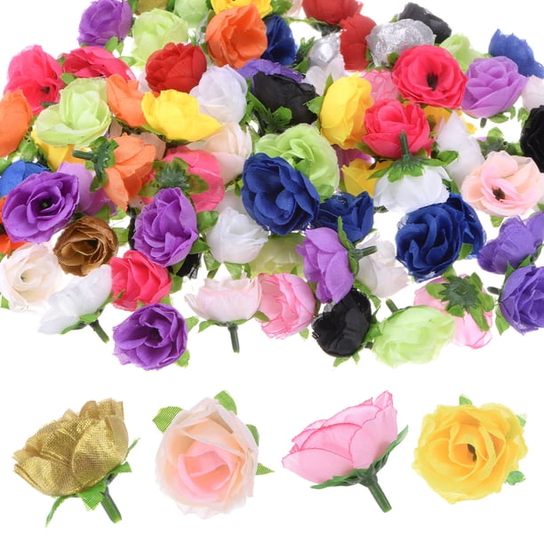 Cabezas de Rosas Artificiales de 100 Paquetes, Cabeza de Rosa de Seda Falsa Pequeña de 1.2" para Decoración, Cabezas de Flores Falsas