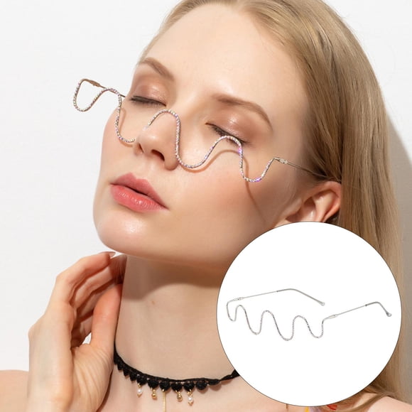 Gafas de sol de medio marco Macarena Decoración de cristal Diamante para Mujer