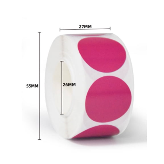 CCOCC 500 Pcs Dot Stickers Round Colored Dot Stickers Removable Adhesive Label Stickers for Family Office and Study Rose Red 1"