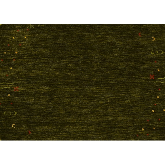 Ahgly Company Machine Washable Indoor Rectangle Abstract Yellow Contemporary Area Rugs, 8' x 10'