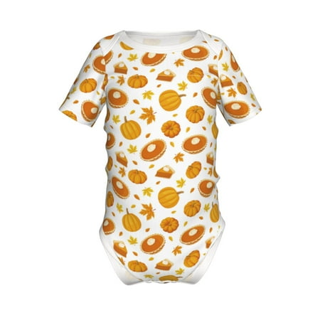 

Adobk Pumpkin Maple Leaves Print Baby Climbing Clothes Jumpsuit Rompers Classic Rompers Child Short sleeve Bodysuits-12 Months