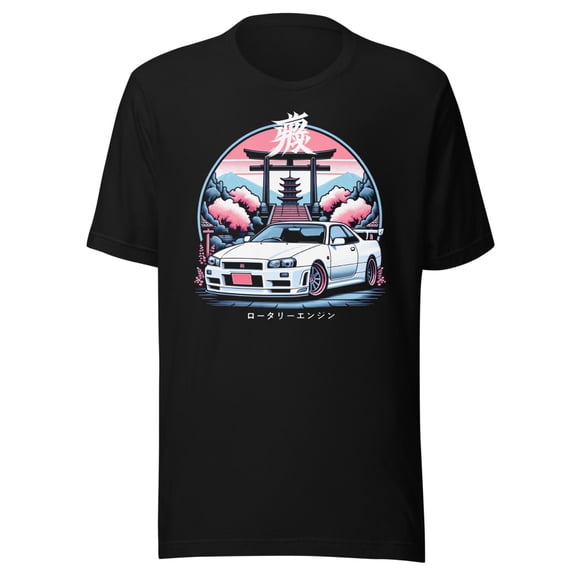 R34 Skyline GTR t-Shirt for JDM Fans 90s Japan Tuner Car Culture GT-R Tee (XS)