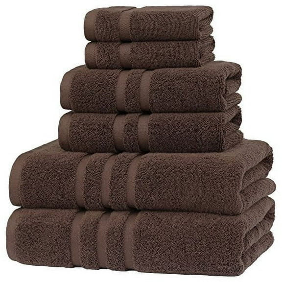 Veteran Textile Towels - 6 Pieces-100% Turkish Cotton - Luxury Towel Set for Bathroom & Kitchen, 2 Bath Towels, 2 Hand Towels & 2 WashCloths ( Valued $79.99 ) ( Dark Chocolate )