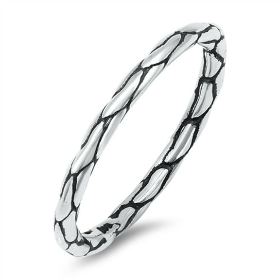 Unique Oxidized Crackle Style Ring .925 Sterling Silver Band Jewelry Female Male Unisex Size 10