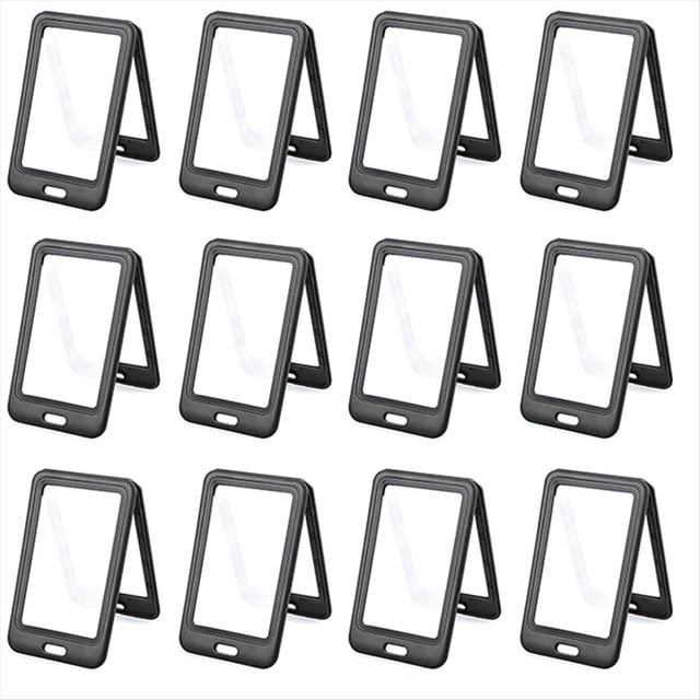 12 Piezas Portatarjetas de IdentificacióN Negro con Ventanas Doble Cara Portatarjetas IdentificacióN Vertical Protector Estuche para Tarjetas de IdentificacióN para Oficina,Escuela