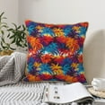 thumbnail image 4 of KLL Colorful Hawaii Palms Decorative Throw Pillow Covers Velvet Soft for Couch Sofa Bedroom Living Room Outdoor (No pillow core)- 18"x18", 4 of 5