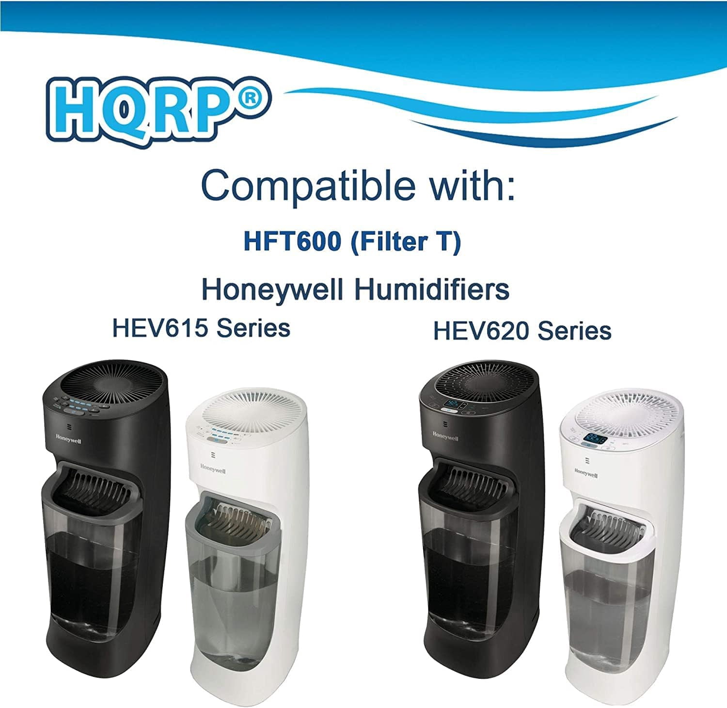 HQRP 4-Pack Wick Filter T Compatible with Honeywell Filter T HFT600 / HFT600PDQ Replacement fits Honeywell HEV615 HEV620 HEV600 Humidifiers, with Blue Pre-Filter