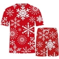 thumbnail image 4 of IROINNID Christmas Outfits for Men Round Neck T-Shirt Print Short Sleeve Tops and Shorts Two-Pieces Set,Red, 4 of 8