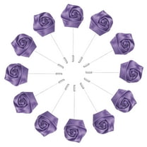 Uxcell 12-Pack Flower Lapel Pins for Men, Rose Boutonnieres Pin Groom Boutonnieres for Wedding/Dance/Party [Purple]