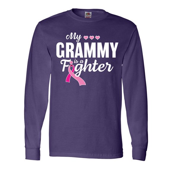 Inktastic Breast Cancer Awareness My Grammy is a Fighter Long Sleeve T-Shirt