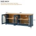 thumbnail image 3 of Farmhouse TV Stand with Semi-Arched Glass Doors for TVs Up to 70" - Elegant Two-Tone Media Console with Adjustable Shelves, Wood Grain Sideboard with Cable Management for Living Room, Blue + Natural, 3 of 9