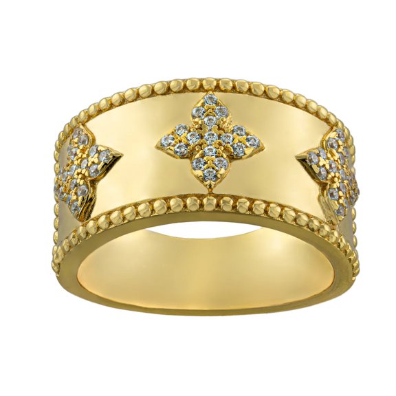 The Sterling Statements The Joy of TheJewelryHut Vintage Inspired White Crystalline Yellow Silver Band