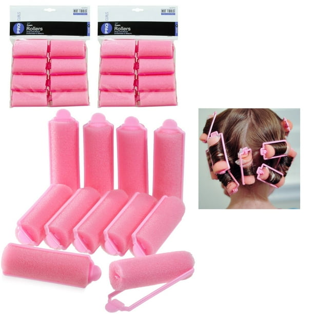 16 Small Foam Hair Rollers Curls Waves Soft Cushion Curlers Care