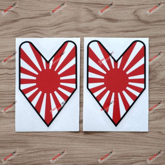 2X Glossy 5" Wakaba Leaf Japanese Rising Sun Decal Sticker Car Vinyl New Driver Shoshinsha Mark