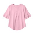 thumbnail image 4 of CAIVO Women Blouses Dressy Casual Summer Loose Fit Ruffle Cap Sleeve Tunic Shirts Short Sleeve O-Neck Solid Color Trendy Tops, 4 of 4