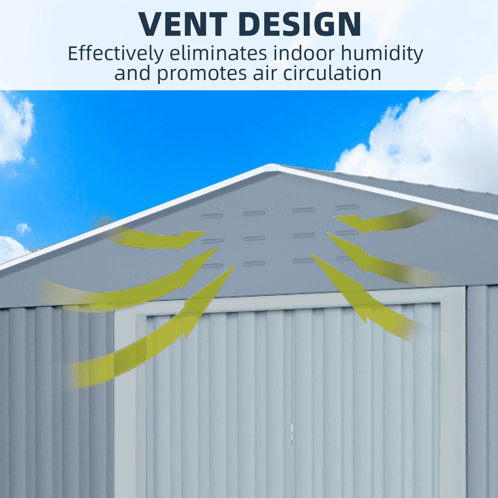 Tzou 8x12FT Metal Garden Shed w/Lockable Doors & Sloped Roof – Reinforced Galvanized Steel Tool/Bike Storage for Backyard, Patio, Poolside (Weather-Resistant)