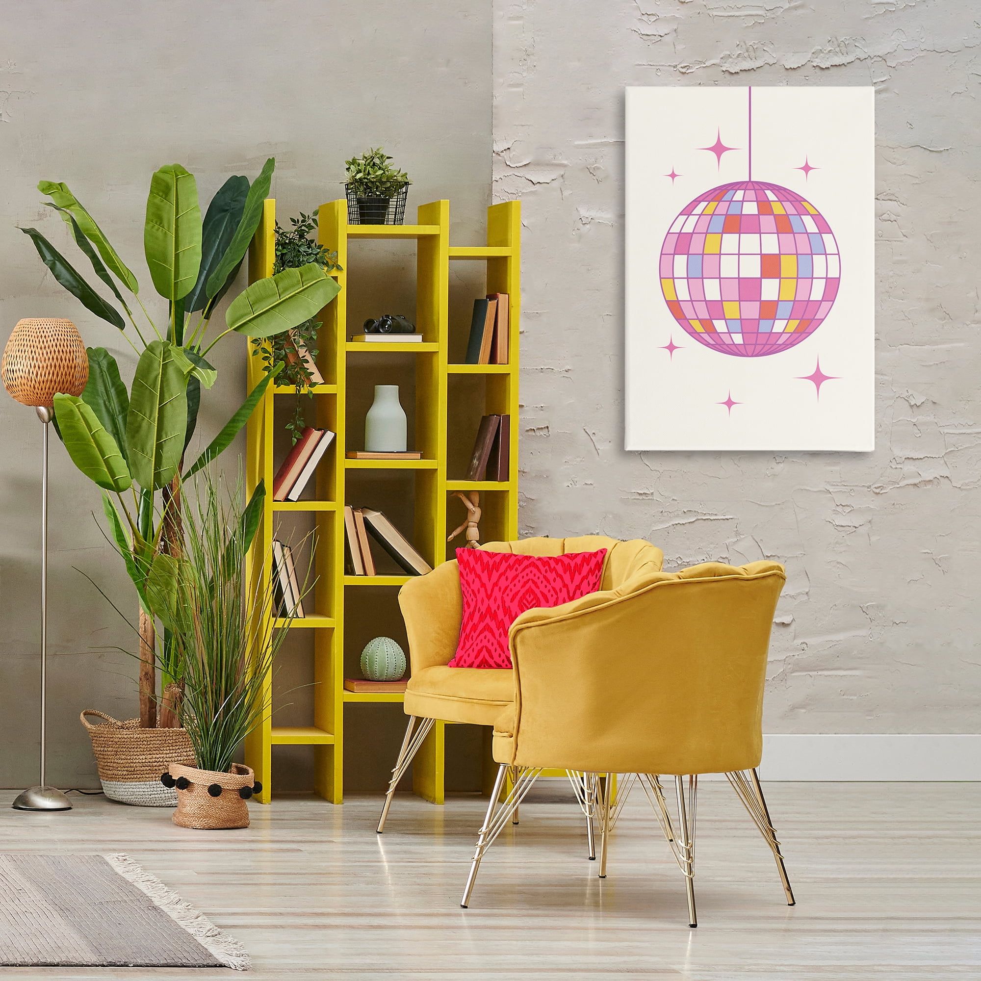 Stupell Industries Pastel Disco Ball Entertainment Painting Wrapped Canvas Art Print Wall Art, 24 x 36