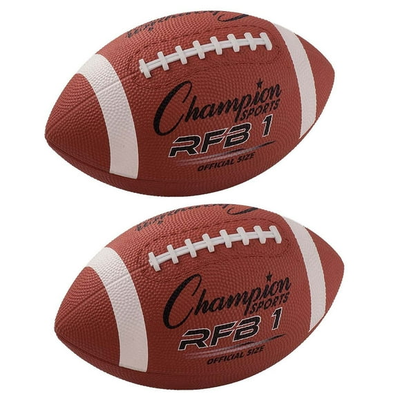Champion Official Size Rubber Football Brown Pack of 2 CHSRFB1-2