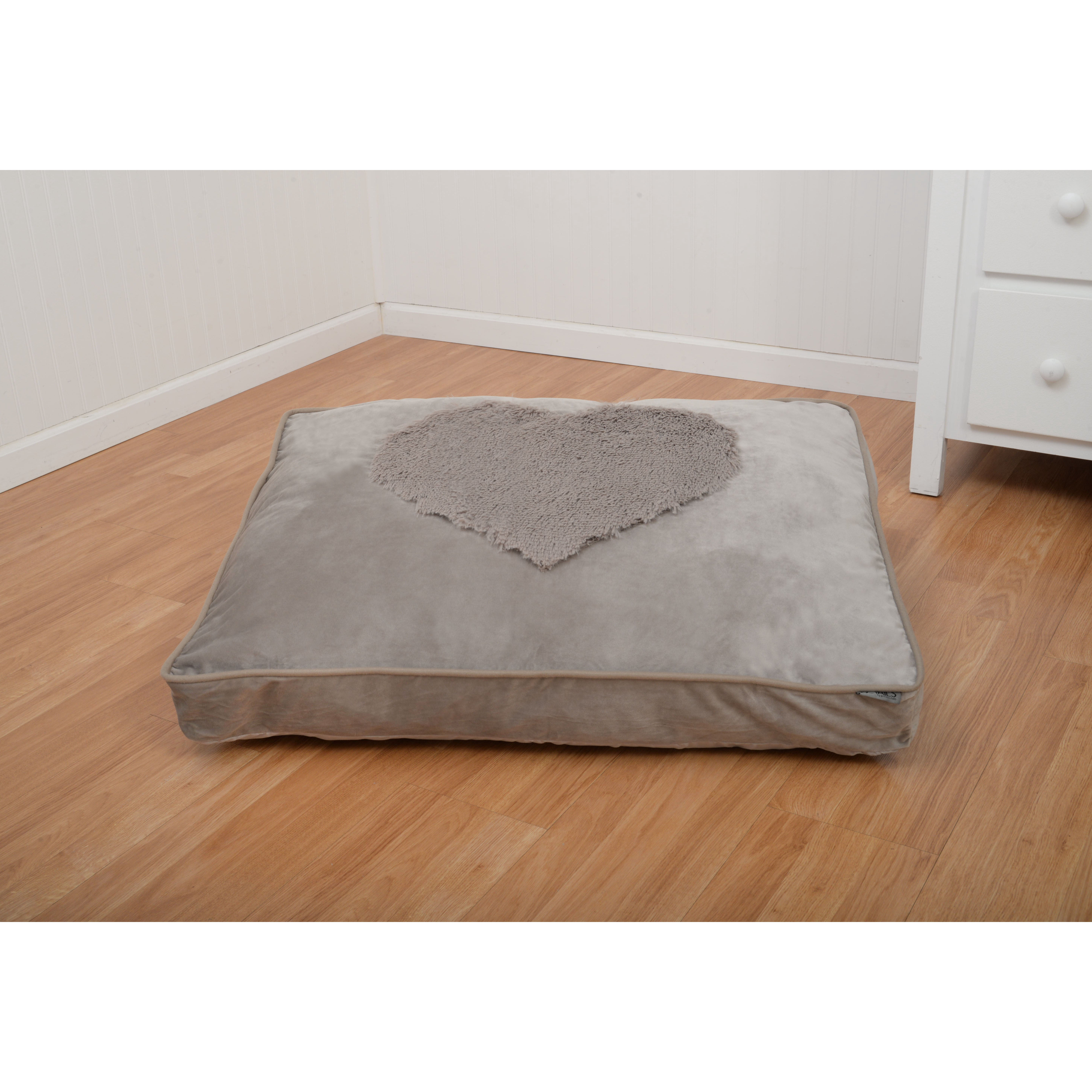 Precious Tails Plush Velvet Heart Fur Applique Pillow Pet Bed