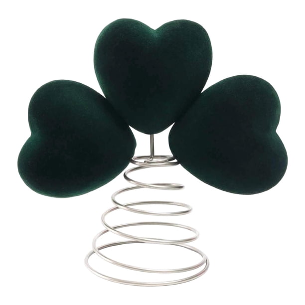 Adorno para la parte superior del árbol de Navidad con forma de corazón para el Día de San Patricio, para fiestas, bares y escritorios. Flocado