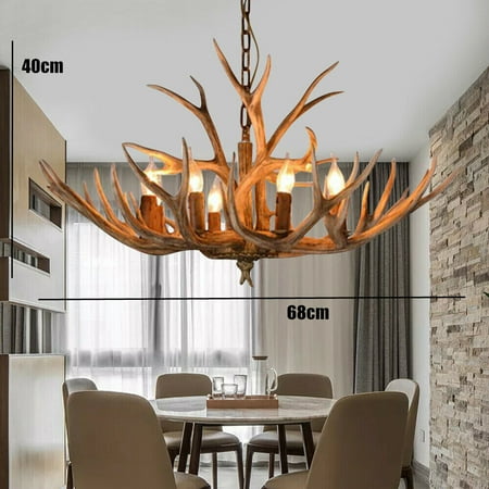 

TFCFL 25.98inch 6 Lights Retro Antler Chandelier Deer Pendant Hanging Ceiling Lamp Countryside Antler Lighting Fixture