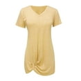 thumbnail image 3 of Robes d'Été pour Femmes 2022 Mode pour Femmes Couleur Unie Nœud à Nouer Col en V Manches Courtes Robe Décontractée, 3 of 5