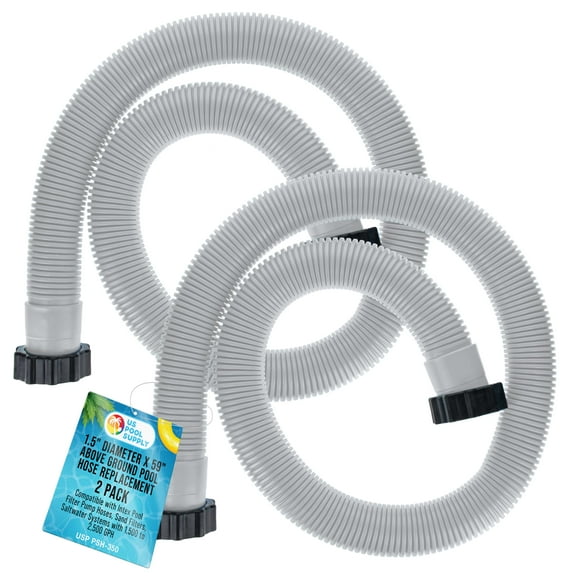 U.S. Pool Supply Above Ground Pool Hose Replacement 1.5" Diameter x 59" Long, Pack of 2 - Compatible with Intex 29060E, Pool Filter Pump Hoses, Sand Filters, Saltwater Systems with 1,500 to 2,500 GPH
