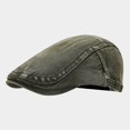 thumbnail image 3 of Unisex Vintage Washed Denim Forward Hat Distressed Workwear Flat Cap for Adults Retro Adjustable Newsboy Beret for Summer Autumn Travel Everyday Casual Apparel Accessory, 3 of 3