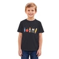 thumbnail image 5 of Kids Back To School Graphic Short Sleeve T-Shirt, Unisex Crew Neck Cute School Supply Print Casual Tee for Boys Girls Daily School Outdoor Wear(Black,8-9 Years), 5 of 5