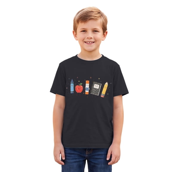 Glisme Toddler Boys Back To School T-Shirt Graphic Print Short Sleeve Crew Neck Fall Casual Boys Tees Size 2-3 Years