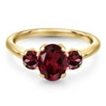 thumbnail image 3 of Gem Stone King 10K Yellow Gold Red Rhodolite Garnet Engagement Ring for Women | 2.09 Cttw | Oval 8X6MM | Gemstone January Birthstone | Size 6, 3 of 6