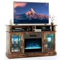 thumbnail image 1 of Costway TV Stand with Electric Fireplace LED Lights Remote Controls Storage Cabinets for TVs Up to 55 Inches Brown, 1 of 10