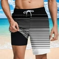 thumbnail image 2 of LIBRCLO Mens Swim Trunks with Liner 2 in 1 Quick Dry Bathing Suits Striped Tree Print Lightweight Breathable Board Shorts Summer Beach Shorts White XXL, 2 of 6