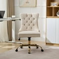 thumbnail image 3 of Jopath Velvet Home Office Desk Chair with Wheels & Gold Base, Makeup Vanity Chair with Tufted Back, Adjustable Desk Chair Swivel Office Chair for Bedroom, Beige, 3 of 6