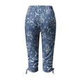 thumbnail image 5 of Mrat Printed Cropped Pants Female Long Pants Drawstring Printed Cropped Pants Cargo Sweatpants for Female High Waisted Straight Capris with Pockets Blue_AA XL, 5 of 5