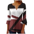 thumbnail image 1 of Birdeem T-Shirt Mode Imprimé pour Femmes Manches 3/4 Blouse Col en V Hauts Décontractés, 1 of 12