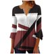 thumbnail image 1 of Blusas de Algodón para las Mujeres Impresas 3/4 Mangas V-Cuello Camiseta, Blusa de Algodón de Imitación Casual para las Mujeres, 1 of 5