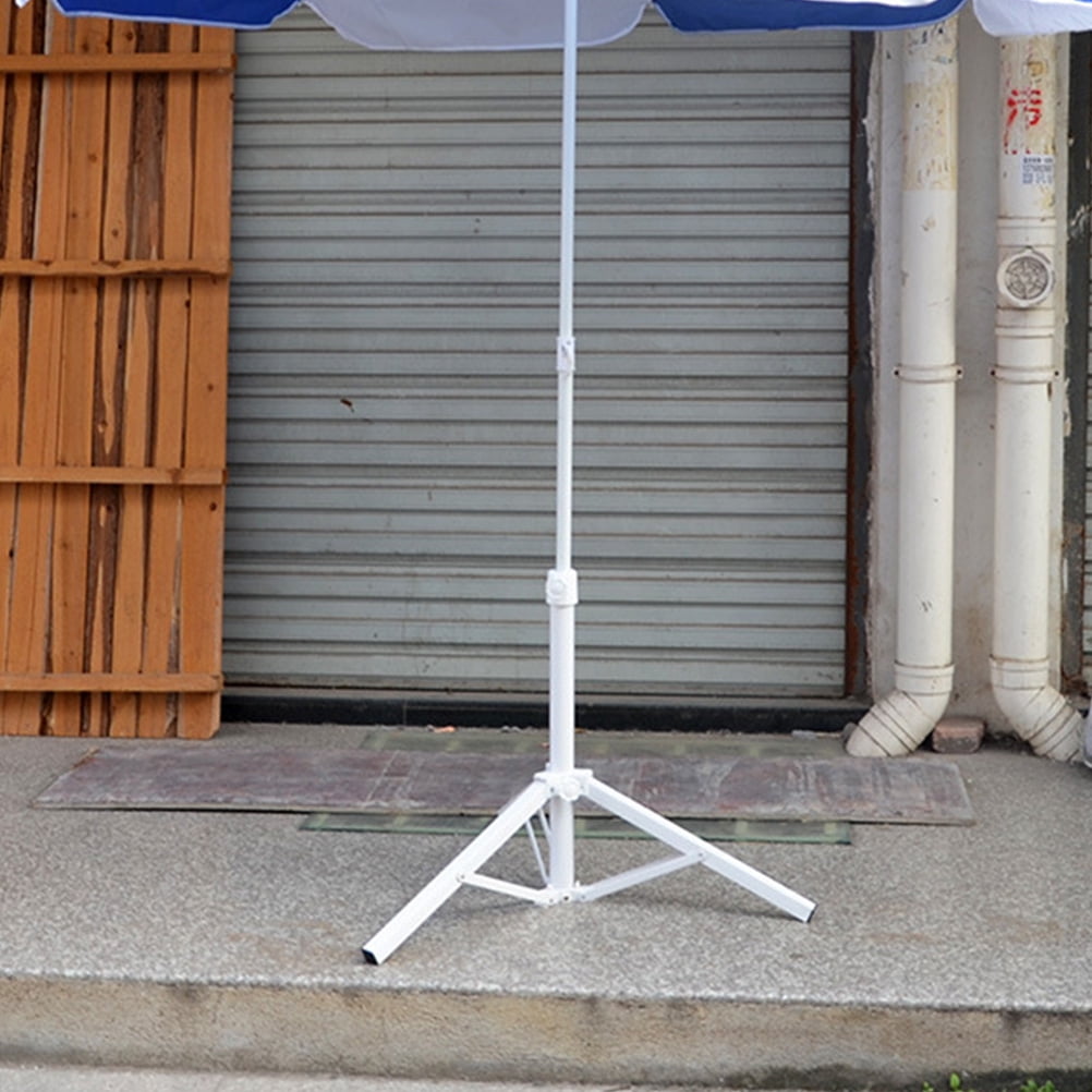 IBASETOY Durable White Iron Garden Umbrella Stand with Adjustable Screw for Stable Patio and