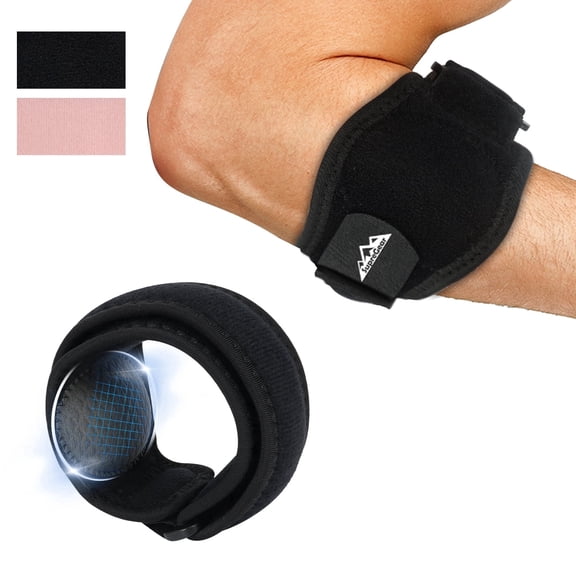 SupreGear Adjustable Elbow Support Brace with Compression Pads, 1-Pack, Black for Sports & Training