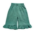 thumbnail image 1 of Girls' Ruffled Double Breathable Capri Pants - Soft Yarn Material, Loose Fit, Perfect for Daily & Party, 1 of 5