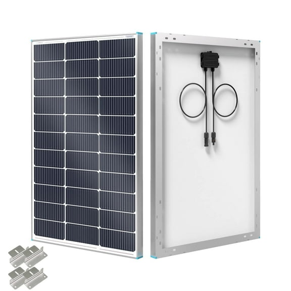 Renogy 100 Watt Solar Panel with Mounting Z Brackets, 16BB N-Type 12V Solar Panel, 25% High Efficiency, for RV Camper Marine Home Rooftop Off-Grid