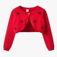 thumbnail image 5 of mgoYE Girl's Cardigans Sweater Cherry Open Front Long Sleeve Cute Casual Loose Sweaters(Red,9-10 Years), 5 of 9