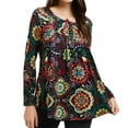 thumbnail image 5 of Women Long Sleeve Blouses Plus Size Crew Neck Button Down Tunic Tops, 5 of 8