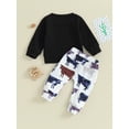 thumbnail image 4 of Bslissey Toddler Baby Boys Pants Set Long Sleeve Letter Print Sweatshirt + Cactus/Cow Print Pants 3M 6M 12M 18M 24M 3T Infant Casual Tracksuit Daily Clothes, 4 of 10