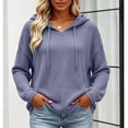 thumbnail image 5 of Perfectbot Womens Lightweight Waffle Knit Hoodie Pullover V Neck Long Sleeve Fall Casual Sweatshirt, 5 of 6