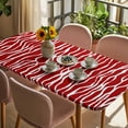thumbnail image 3 of Red Striped Table Cloths for 3 Foot Rectangle Tables, Classic Minimalist Waves Lines Pattern Patio Waterproof Elastic Fitted Tablecloths, Washable Rectangular Table Cover for Camping, 3 of 8
