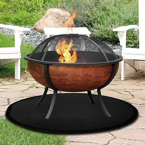 Tapis de BBQ et Tapis de Feu pour Cheminée et Brasero - Tapis de Four en Silicone Fibre de Verre pour Terrasse Extérieure Tapis Ignifuge Circulaire de 20 Pouces pour Barbecue Accessoires de Cuisine et de Grill