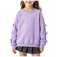 thumbnail image 3 of mgoYE Sweatshirts for Girls Fall Tops Long Sleeve Fashion Pullover Side Slit Clothing(Purple,5-6 Years), 3 of 8