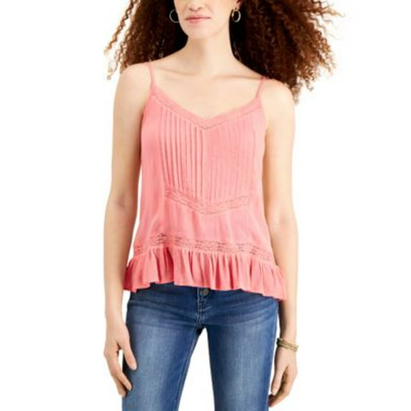 MSRP $29 Planet Gold Juniors' Adjustable Lace-Trim Camisole Pink Size Small