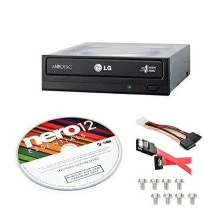 Dvd Burner Internal Lightscribe LG Internal 24x Super Multi with M-DISC Support DVD Burner (GH24NSC0B) Bundle with Nero 12 Essentials Burning Software + Cable Kit ()
